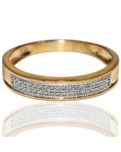 mens wedding band 4.2mm wide 10K Yellow Gold 0.12ctw real diamonds 2 rows