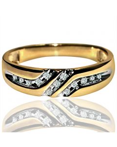 Mens diamond band Wedding ring 0.12ct bypass style 5.6mm 10K Yellow gold 