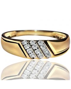 6mm wide mens diamond band wedding ring real yellow gold 10K 0.12ct 6mm wide