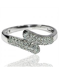 real diamond fashion crossover ring white gold .25ct anniversary right hand band