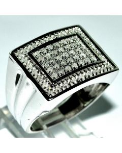 Mens large Diamond ring Square top .50ct White Gold 14mm big sz 10 Pinky Wedding