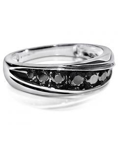 0.75ct Mens wedding band 6.6mm wide Black diamonds size 10