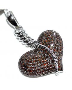 Heart Pendant Cognac brown diamonds 1.5ct large 30mm heart with rope 