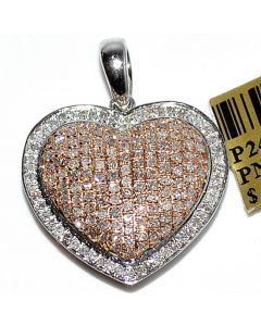 Diamnod heart pendant rose White gold 0.9ct 20mm wide love valentines day jewelry