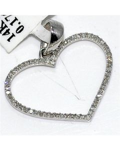 Diamond heart pendant 15mm wide 0.17ct diamonds 14K White gold 