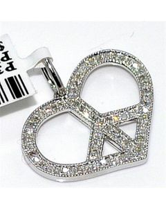 Heart pendant peace symbol 0.23ct diamonds 14K Whtie gold