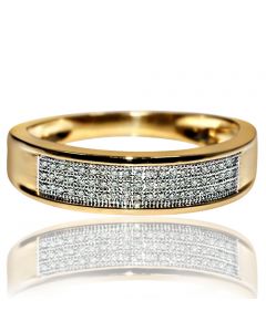 Mens 5.5mm Wide wedding band ring 0.2ct Diamonds 10K yellow gold pave set 3 rows