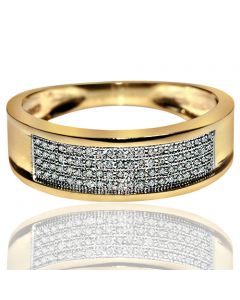 7mm wide mens wedding band ring 10K yellow gold 0.25ct diamonds 10K yellow gold