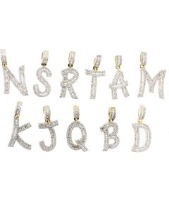 10K Gold Initial Letter Baguette Pendant 