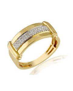 10k Yellow Gold 10mm Wide Mens Diamond Band 0.15ctw Diamond Ring Wedding Ring