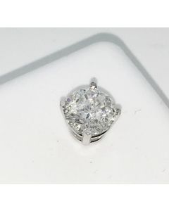 0.75ct Diamond Earrings Single Ear Solitaire 14K White Gold 4 Prong Setting 6mm SI2 h/i Color Screw Back