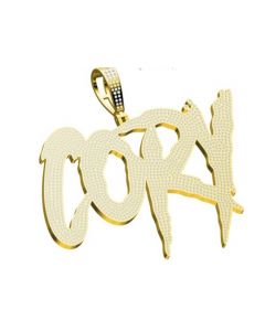 Custom 4 Letter Pendant 3" Wide and 2" Height 10K Gold With 5.5ctw diamonds