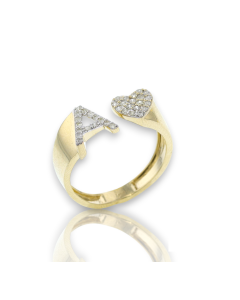 14k Gold 0.30 carat Diamonds Heart and Initial Rings in Yellow/White/Rose gold