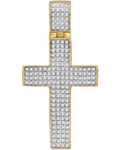 10kt Yellow Gold Mens Diamond Roman Cross Charm Pendant 1/2 Cttw