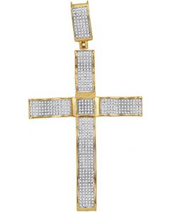 10kt Yellow Gold Mens Diamond Pave-set Roman Cross Charm Pendant 1-1/4 Cttw