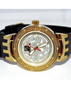 Ladies Diamond Watch Ice Mania 2 extra band gold tone 36mm .12ct new