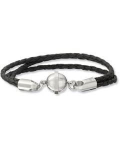 Black Genuine Leather Bracelet N\A  07.50 Inch