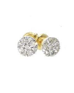 0.63Ctw Diamond 10k Yellow Gold 7mm Cluster style Stud Earrings