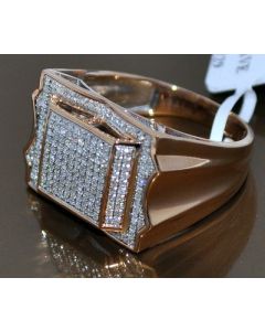 MENS DIAMOND RING ROSE GOLD 0.58CT REAL DIAMONDS WEDDING PINKY RING 10K COMFORT