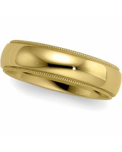 Light Comfort Fit Milgrain Band 10K Yellow Gold 06.00 Mm