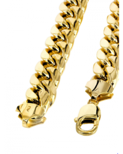 Mens Hollow Miami Cuban Link Chain 10K Gold 5.5mm Wide With Lobster Clasp