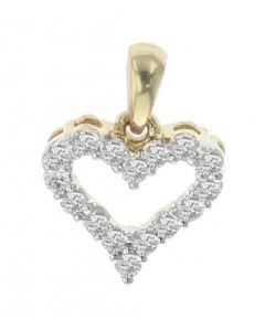 14K Yellow Gold Beautiful Heart Shape Charm Pendant With 0.25ctw Diamonds