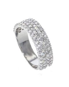 10K White Gold Wedding Band for Men 2.2ct Diamonds 4 Row 7mm Wide Band Ring 