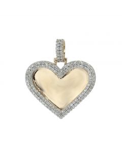 10K Yellow Gold Heart Picture Memory Charm with Micro Pave 0.88Ctw Diamonds