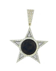 10K Yellow Gold Star Picture Pendant with Diamonds 1.74 Ctw 