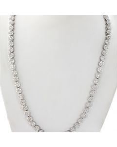 11.57Ctw Diamond Necklace Flowery Chain in 10K White Gold 22