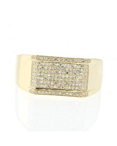 10k Yellow Gold Engagement Ring With Round Cut 0.32Ctw Diamonds For Men