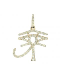 10K Yellow Gold Egyptian Cross Eye of Horus Pendant 1.23Ctw Diamonds