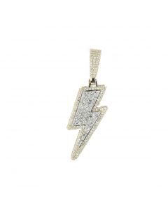 10K Yellow Gold Thunder Bolt Lightening Charm With 1.00Ct Diamond 39mm Tall 12mm Wide