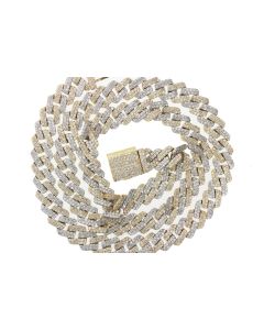 10k Two Tone Gold And White Gold Miami Chain 19.43 Ctw Diamonds 22