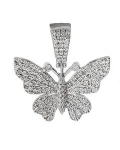 10K White Gold Butterfly 0.97 Diamond Charm 