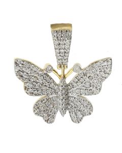 10K Gold Beautiful 0.46 Diamond Butterfly Charm 22mm