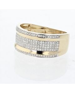 10k Yellow Gold 10mm Wide Mens Diamond Band 0.45ctw Diamond Ring Wedding Ring 