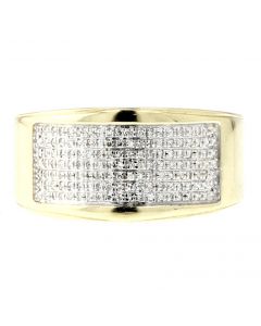 10K Gold Diamond Ring Mens 11mm Wide 0.27 ctw Diamond Mens Band