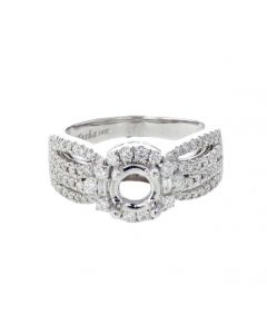 14K White Gold Semi Mount Beautiful Engagement Ring With 0.70ctw Round Diamonds