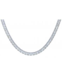 Midwest Jewelry 925 Sterling Silver Tennis Baguette Necklace with VVS Moissanite - 7mm Wide, 18 Inches Long