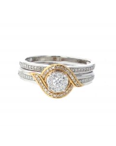 0.33ct Bridal Set 10K White Gold Engagement Ring Wedding Band Set New