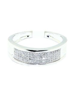 0.33ct Mens Diamond Wedding Band Ring 10K White Gold 7mm Wide