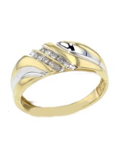 14K Gold Mens Wedding Band Ring 0.12ctw 8mm Wide Two Tone