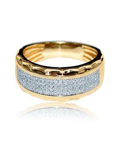 10K Gold Mens Wedding Band With Diamonds 9mm Wide 0.35ct Comfort Fit 