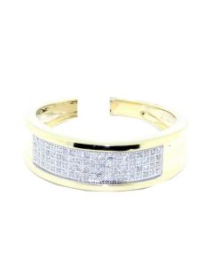 0.33ct Mens Diamond Wedding Band Ring 10K Yellow Gold 7mm Wide