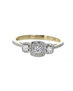 Diamond Anniversary Wedding Ring 0.3ct 10K Yellow Gold 3 Stone Style