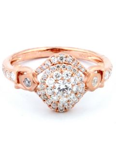 Rose Gold Diamond Engagement Ring Vintage 0.74ctw Pink Gold Ring