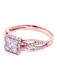 14K Rose Gold 0.5ct Diamond Engagement Ring Woven Sized 7.5mm Wide