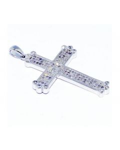 1ct Diamond Cross Pendant Sterling Silver 35mm Tall