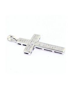 0.36ct Diamond Cross Pendant Sterling Silver 27mm Tall Cross Charm